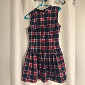 Vestique Holiday Plaid Dress - Navy and Red
